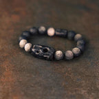 Fortune Jewel Silver Sheen Obsidian Ebony Wood Soothing Bracelet