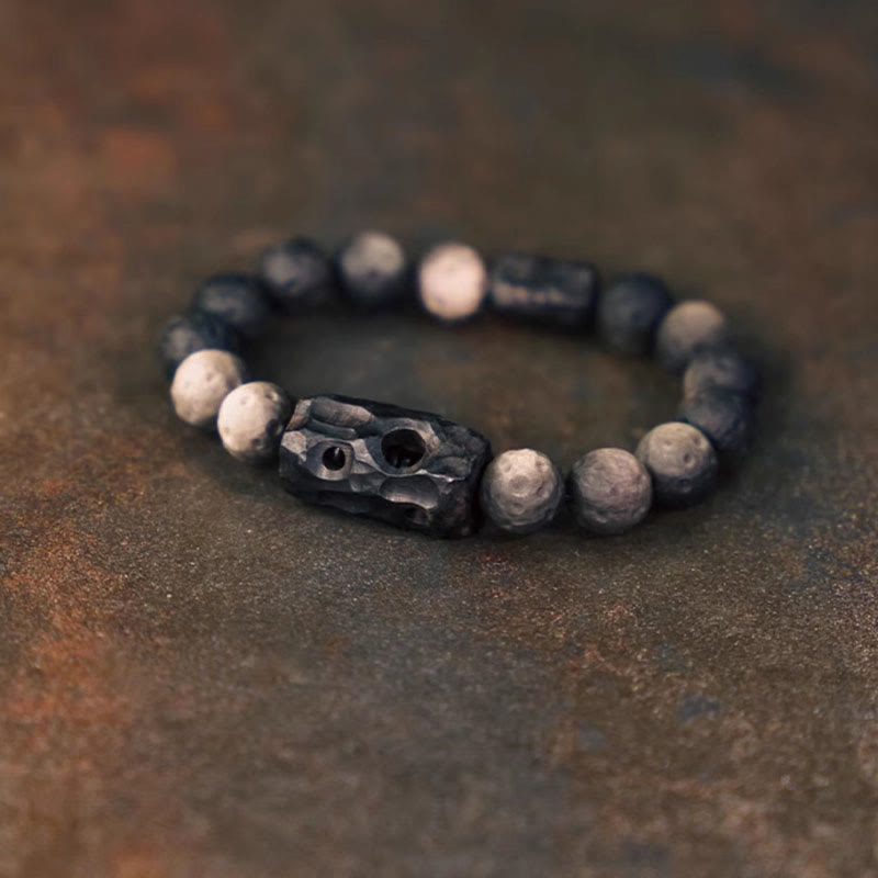 Fortune Jewel Silver Sheen Obsidian Ebony Wood Soothing Bracelet