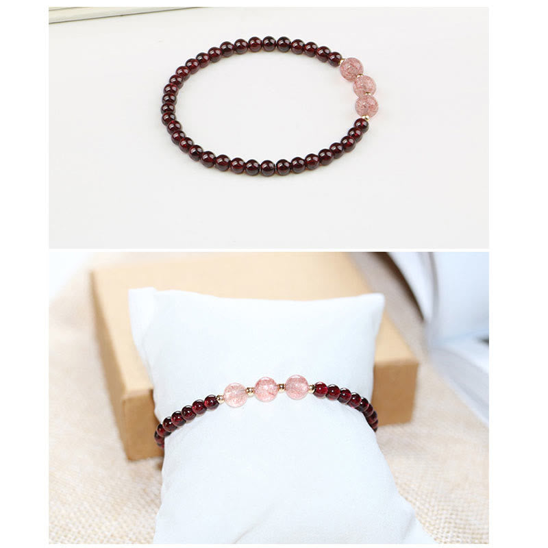 Fortune Jewel Natural Garnet Strawberry Quartz Calm Bracelet