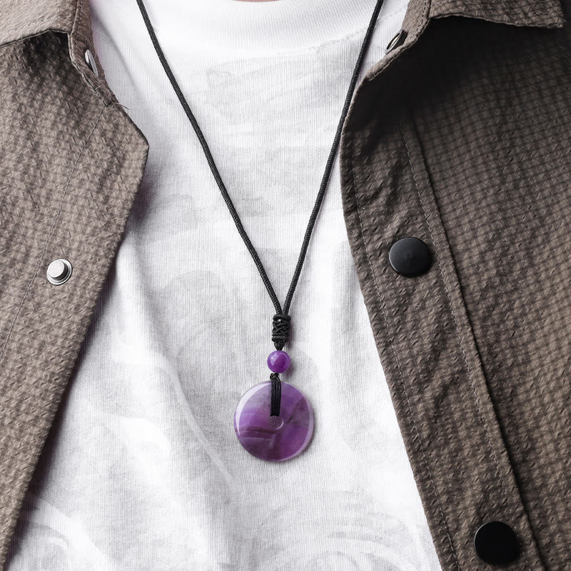 Fortune Jewel Lucky Coin Pendant Healing Crystal Gemstone Necklace