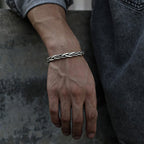 Buddha Stones Viking Style Twisted Braided Pattern Copper Balance Bracelet Bangle