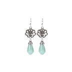 Fortune Jewel Magnolia Flower Jade Water Drop Prosperity Dangle Earrings