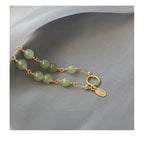 Fortune Jewel 14k Gold Plated Hetian Jade Beaded Prosperity Chain Bracelet