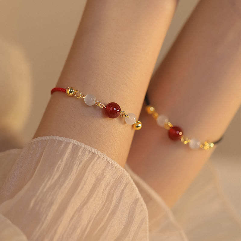 Fortune Jewel Red Agate Cat Eye Braided String Confidence Bracelet