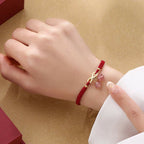 Fortune Jewel Strawberry Quartz Crystal Endless Knot Love Healing Red String Weave Bracelet