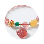 Fortune Jewel Natural Strawberry Quartz Nine Tailed Fox Healing Bracelet