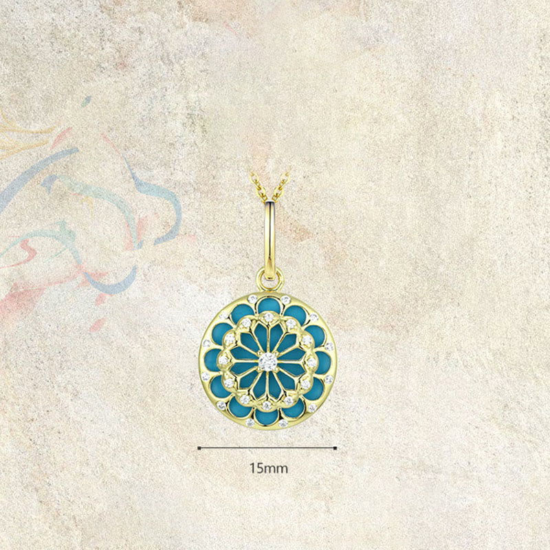 Fortune Jewel 925 Sterling Silver Round Turquoise Zircon Protection Strength Necklace Pendant - Fortune Jewel