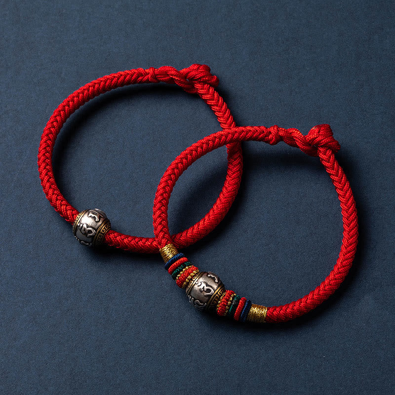 Fortune Jewel 925 Sterling Silver Tibet Handmade Om Mani Padme Hum Luck Protection King Kong Knot Braided Bracelet - Fortune Jewel