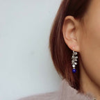 Fortune Jewel 925 Sterling Silver Turquoise Lazurite Flower Leaf Serenity Protection Hook Drop Dangle Earrings