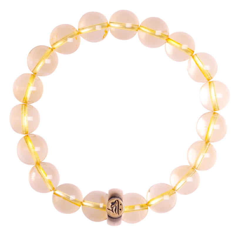 Fortune Jewel 925 Sterling Silver Chinese Zodiac Natal Buddha Citrine Protection Bracelet