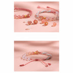 Fortune Jewel Natural Gradient Agate Reincarnation Knot Peach Blossom Wealth Luck Handmade String Bracelet