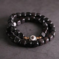Fortune Jewel Ebony Wood Dzi Bead Copper Peace Couple Bracelet