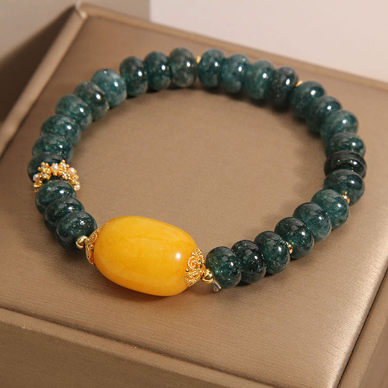 Fortune Jewel Green Jade Abacus Beads Topaz Luck Bracelet