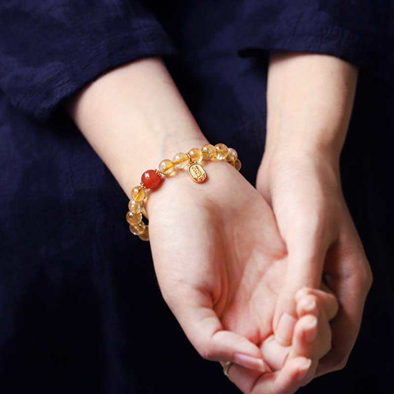Fortune Jewel Citrine Red Agate Fortune Charm Bracelet