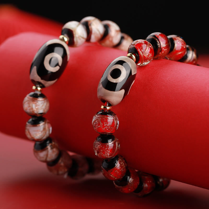 Fortune Jewel Tibetan Nine-Eye Dzi Bead Three-eyed Dzi Bead Liuli Glass Bead Wealth Bracelet