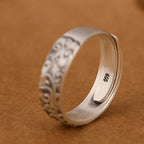 Fortune Jewel 999 Sterling Silver Lotus Flower Plum Blossom Auspicious Clouds Engraved Enlightenment Ring Fortune Jewel
