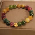 Fortune Jewel Natural Colorful Tourmaline Golden Flower Positive Bracelet