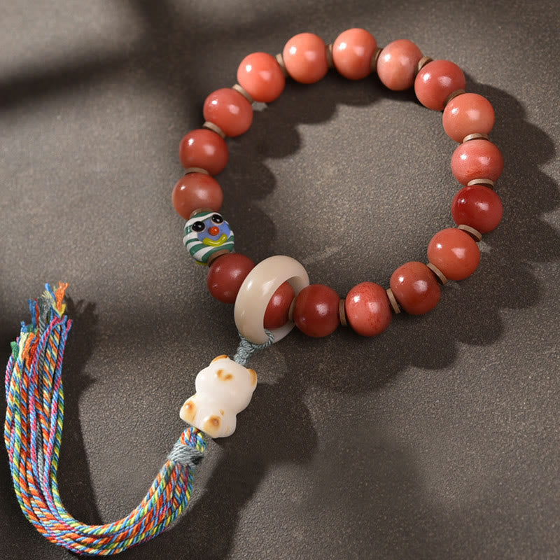 Fortune Jewel Tibetan Natural Camel Bone Dzi Bead Bodhi Seed Charm Luck Bracelet