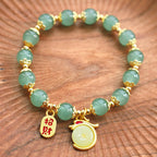 Fortune Jewel Year of the Dragon Red Agate Green Aventurine Peace Buckle Fu Character Lucky Fortune Bracelet
