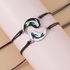 Fortune Jewel 2pcs Yin Yang Hematite Couple Bracelet