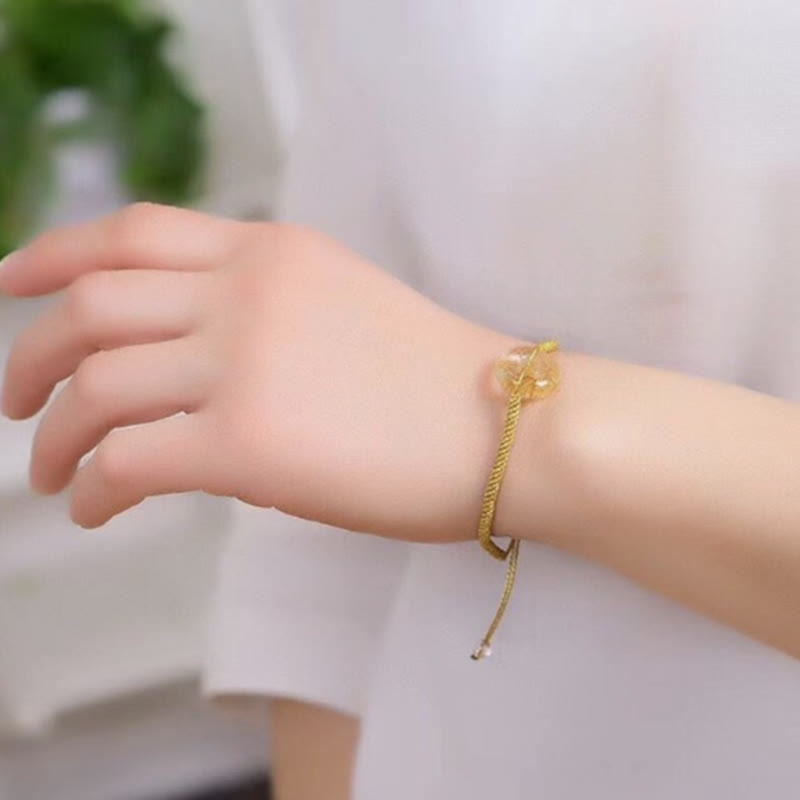 Fortune Jewel Round Citrine Peace Buckle Happiness Braided Bracelet