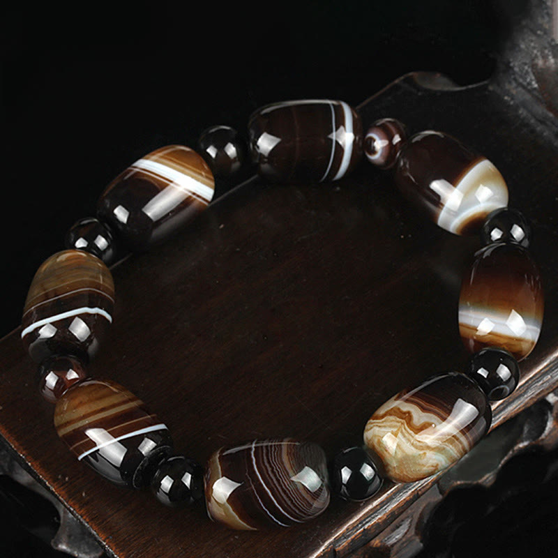 Fortune Jewel Natural Sardonyx Courage Happiness Bracelet
