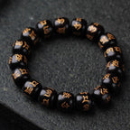 Buddha Stones Tibetan Ebony Wood Om Mani Padme Hum Engraved Peace Bracelet