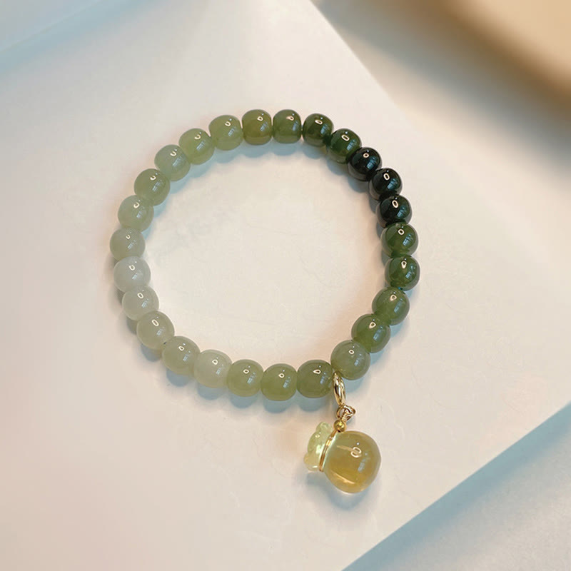 Fortune Jewel Natural Hetian Jade Money Bag Charm Bead Prosperity Bracelet