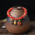 Fortune Jewel Gold Swallowing Beast Family Charm Gold Silver Foil Liuli Glass Bead Blessings Bracelet