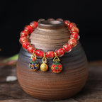 Fortune Jewel Gold Swallowing Beast Family Charm Gold Silver Foil Liuli Glass Bead Blessings Bracelet