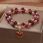 Fortune Jewel Red Tiger Eye Fox Protection Double Wrap Bracelet