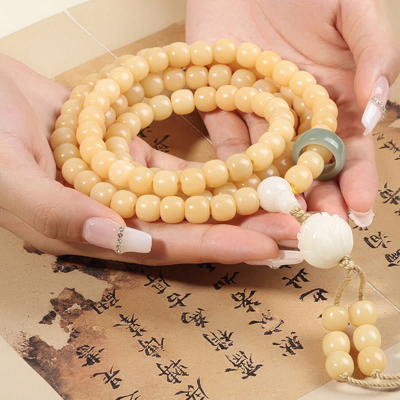 Fortune Jewel Natural Bodhi Seed Lotus Dzi Bead Peace Harmony Charm Bracelet Fortune Jewel
