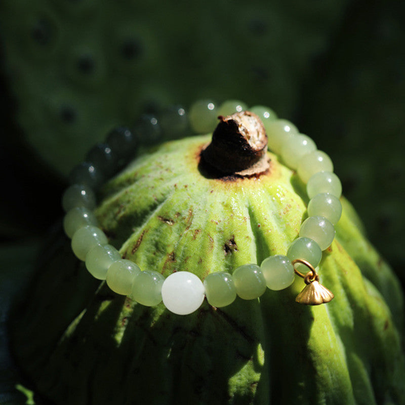 Fortune Jewel Jade Lotus Abundance Adjustable Bracelet