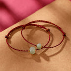 Fortune Jewel 925 Sterling Silver Plated Gold Hetian Jade Lotus Luck Red String Bracelet