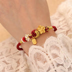 Fortune Jewel Peach Blossom Happiness Charm Luck Red String Bracelet
