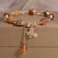 Fortune Jewel Natural Fu Lu Shou Rainbow Crystal Rutilated Quartz Wealth Butterfly Charm Bracelet