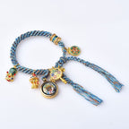 Fortune Jewel Tibetan Zakiram Goddess of Wealth Thangka Luck Prayer Wheel Braid String Bracelet