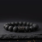 Fortune Jewel Lava Rock Ebony Wood Tiger Eye Support Healing Bracelet