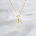 Fortune Jewel 925 Sterling Silver White Agate Fu Character Happiness Luck Necklace Pendant
