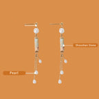 Fortune Jewel 925 Sterling Silver Posts Shoushan Stone Pearl Healing Drop Earrings