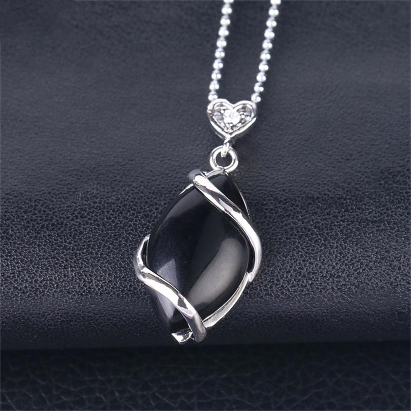 Fortune Jewel Marquise Pattern Natural Crystal Stone Charm Necklace Pendant