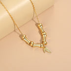 Fortune Jewel Golden Bamboo Pattern Titanium Steel Wealth Necklace Pendant