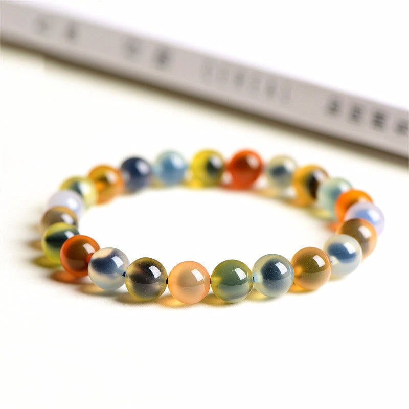 Fortune Jewel Natural Colorful Candy Agate Harmony Strength Bead Bracelet
