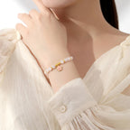 Fortune Jewel 925 Sterling Silver Hetian White Jade Cherry Blossom Protection Bracelet