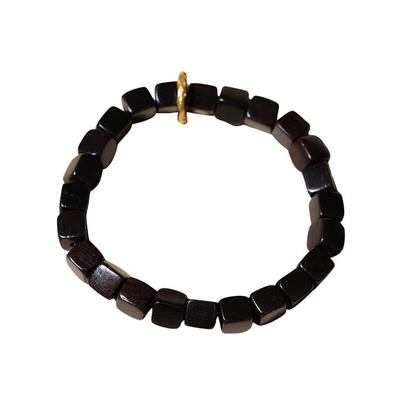 Fortune Jewel Tibetan Ebony Wood Square Beads Peace Calm Bracelet