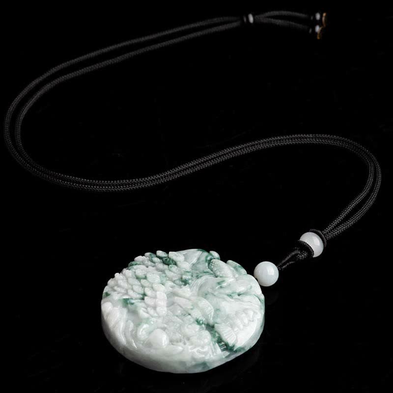 Fortune Jewel Mountain Landscape Jade Abundance String Necklace