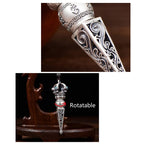 Fortune Jewel Tibetan Om Mani Padme Hum Dorje Vajra Design Wisdom Rotatable Necklace Pendant