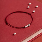 Fortune Jewel 925 Sterling Silver Three Beads Protection String Bracelet Anklet