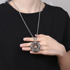 Fortune Jewel Double Dragon Playing Bead Copper Protection Necklace Pendant