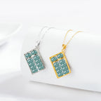Fortune Jewel Natural Jade Abacus Pattern Abundance Titanium Steel Chain Necklace Pendant